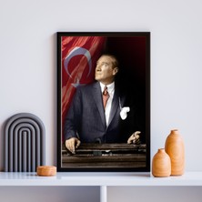 mixefor Atatürk Tablo   Kanvas Baskı Tablo - Çerçeveli Portre Atatürk Tablo Ölçü 55 cm  x 75 cm