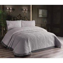 Genç Ev Home Güpürlü Yatak Örtüsü Seti Gri * Yatak Örtüsü