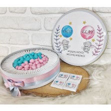 Bunny 80 Adet 200 gr Drajeli Ikiz Bebek Temalı Hediyelik Hoşgeldin Bebek Çikolatası