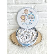 Bunny 100 Adet Mavi Aslan Temalı İsme Özel Hoşgeldin Erkek Bebek Hediyelik Çikolata