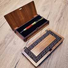 Keyfim Shop Kişiye Özel Premium Ahşap Deri Kutulu Metal Roller Kalem