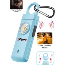 Fury Kişisel Güvenlik Alarmı ve Anahtarlık - 130DB Yüksek Sesli, Işıklı, Şarj Edilebilir, Mavi