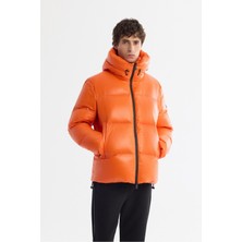 Avva Erkek Turuncu Kapüşonlu Kaz Tüyü Su İtici Rüzgar Geçirmez -20°C Dayanıklı Şişme Mont A42Y6182