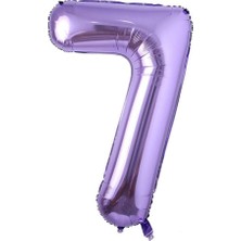 Parti Sürprizi Mor Renk 7 Rakam Folyo Balon 100  cm