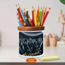 Asilmeydan Askerle Selamlaşan Mustafa Kemal Atatürk Ahşap Seramik Kalemlik-739