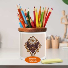 Asilmeydan Üç Göz Kedi Ahşap Seramik Kalemlik - 1441-593