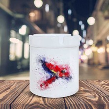 Asilmeydan Kırmızı Macaw Papağanı Baskılı Küllük Kül Tablası-3660652