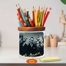 Asilmeydan Arkadaşlarıyla Mustafa Kemal Atatürk Ahşap Seramik KALEMLIK-752