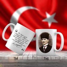 Asilmeydan Elips Kalpaklı Mustafa Kemal Atatürk Portresi - Atatürk'ün Sözleri -Kupa Bardak
