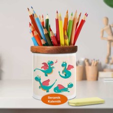 Sevimli Küçük Ejder Ahşap Seramik Kalemlik - 2147842004