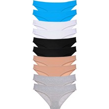 Miray Life 10 Adet Süper Eko Set Likralı Kadın Slip Siyah Ten Gri Beyaz Mavi - EMY3465-7911