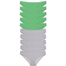 Miray Life 10 Adet Süper Eko Set Likralı Kadın Slip Külot Yeşil Gri - EMY6505-4376