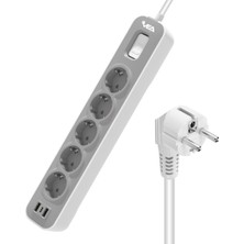 Vea Ve-Nova 105U A Class 5'li 2 Usbli Anahtarlı 1.5 Metre Akım Korumalı Grup Priz Made - XPR8878-9556