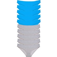 Miray Life 10 Adet Süper Eko Set Likralı Kadın Slip Gri Mavi - EMY1113-4665