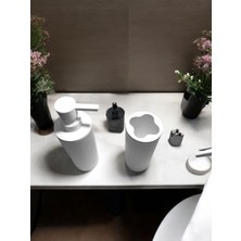 BG Signature Modern Yuvarlak Banyo Seti: Sıvı Sabunluk ve Diş Fırçalık Beyaz