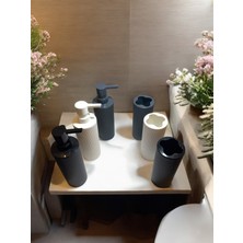 BG Signature Modern Yuvarlak Banyo Seti: Sıvı Sabunluk ve Diş Fırçalık Beyaz