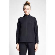 Lescon Kadın Antrenman Sweatshirt 24B-2019 Siyah Dik Yaka Rahat Kesim Tasarım
