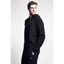 Lescon Siyah Erkek Kapüşonlu Sweatshirt 22S-1243-22N