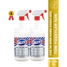 Delete Etkili Çok Amaçlı Temizlik Spreyi, Yağ, Kir Ve Leke Çözücü, Derinlemesine Temizlik Için 2 X 1 Litre