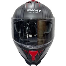 Sway Kask Sway Sw 865 Space Black Red Güneş Gözlüklü