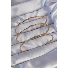 316L Çelik Gold Renk Dalgalı Model Bilezik Seti - TJ-BB6177