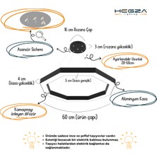 Hegza Lighting Octagon (Siyah Kasa, Doğal Beyaz) Ledli Modern Sarkıt LED Avize