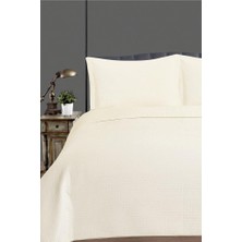 Çeyiz Diyarı Toskana Tek Kişilik Lüks Kadife Yatak Örtüsü Krem