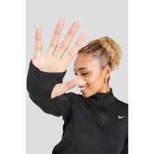 Nike Element 1/2 Zip Running Yarım Fermuarlı Yan Cepli Kadın Koşu Üstü Siyah