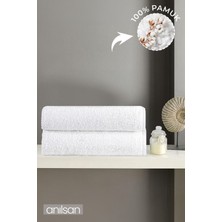2'li Beyaz Banyo Havlusu - 70x140 cm, 490 gr, %100Pamuk, Spa ve Otel Havlusu, Günlük Kullanıma Uygun