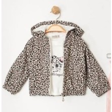 Butik Kız Çocuk Leopar Kedi Baskılı Alt Üst 3'lü Takım