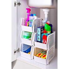 Üst Üste Eklenebilir Mutfak Banyo Kiler Düzenleyici Rafı (5 Adet ) - 45022 - Plastik - Mutfak - Beya