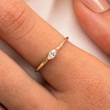 Fasek Gold Gümüş Yüzük -  Gümüş Yüzük - Markiz Swarovski Taşlı Tektaş Kadın 925 Ayar Gümüş Yüzük