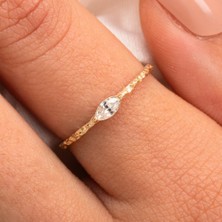 Fasek Gold Gümüş Yüzük -  Gümüş Yüzük - Zirkon Taşlı Minimal Tasarım Gündelik Tektaş 925 Ayar Gümüş Yüzük