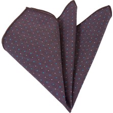 Exve Exclusive Kahverengi Üzeri Beyaz Mavi Puanlı Yaka Mendili