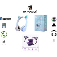 MAROOBLE Kedi Kulaklık Rgb Çocuk Icin Kablosuz Bluetooth Kulaklık Kedi Desenli Wireless Kulaklık