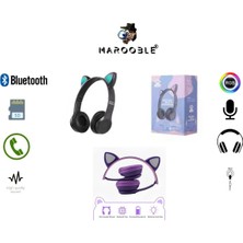 MAROOBLE Kedi Kulaklık Rgb Çocuk Icin Kablosuz Bluetooth Kulaklık Kedi Desenli Wireless Kulaklık