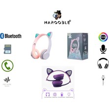 MAROOBLE Kedi Kulaklık Rgb Çocuk Icin Kablosuz Bluetooth Kulaklık Kedi Desenli Wireless Kulaklık