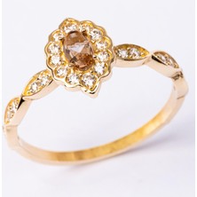 Fasek Gold Evlilik Teklifi Altın Yüzük - 14 Ayar Altın Oval Zultanit Taşlı Kadın Evlilik Teklifi Yüzüğü