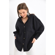 Kadın Uzun Kollu Oversize %100 Pamuk Basic Gömlek