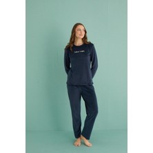 GD Goldoremi 13166-11 Kadın Ladies Night Kadife Uzun Kol Pijama Takım