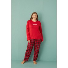 GD Goldoremi 50802-2 Büyük Beden Kadın Honey Milan Kumaş Pijama Takım