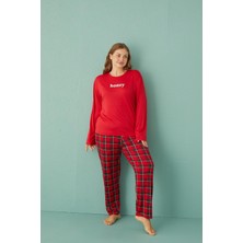 GD Goldoremi 50802-2 Büyük Beden Kadın Honey Milan Kumaş Pijama Takım
