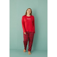 GD Goldoremi 50802-2 Büyük Beden Kadın Honey Milan Kumaş Pijama Takım