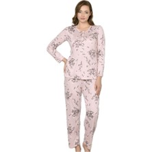 Alperi 790-25 Kadın Desenli Uzun Kol Pijama Takım
