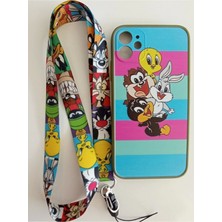 Lucek Cases iPhone 11 Uyumlu Looney Tunes Tasarım Tuşları Renkli Telefon Boyun Askılı Kapak