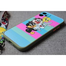 Lucek Cases iPhone 11 Uyumlu Looney Tunes Tasarım Tuşları Renkli Telefon Boyun Askılı Kapak