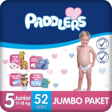 Paddlers Bebek Bezi 5 Numara Junior 52 Adet (11-18 Kg) Jumbo Paket