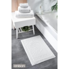 Beyaz Ayak Havlusu - 50x70 Cm, 245 gr, %100 Pamuk, Spa Ve Otel Banyo Paspası, Günlük Kullanıma Uygun