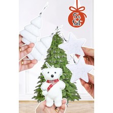 Pekshop Yılbaşı Ağaç Süsleme Seti Kutup Ayısı Yıldızlar Ağaçlar Ağaç Süsleri Seti 5li Set