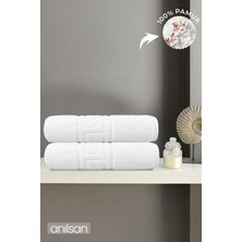 2'li Greek Beyaz Banyo Havlusu - 70x140 cm, 490 gr, %100Pamuk, Spa ve Otel Havlusu, Günlük Kullanıma Uygun